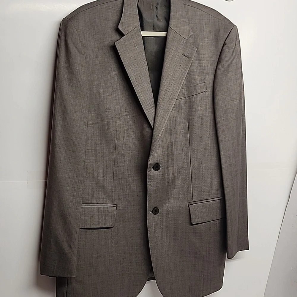 Oscar de la Renta Vintage Men's 100% Wool Suit in Grayish Taupe Sz 44L W38 WOW!